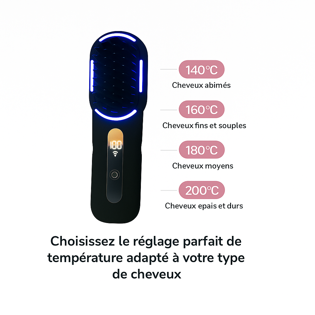 Hairly PRO - Brosse lissante et chauffante portable
